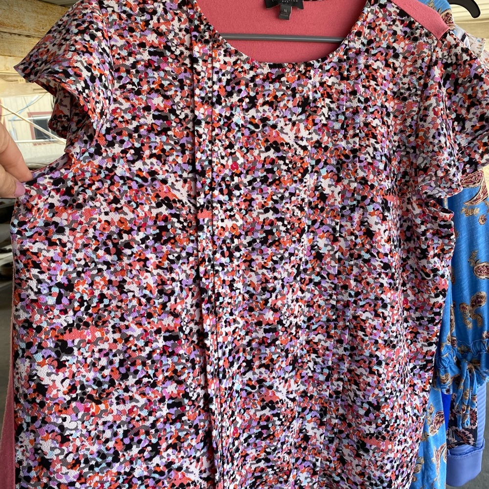 The Limited Floral Accent Blouse - Pink and Black